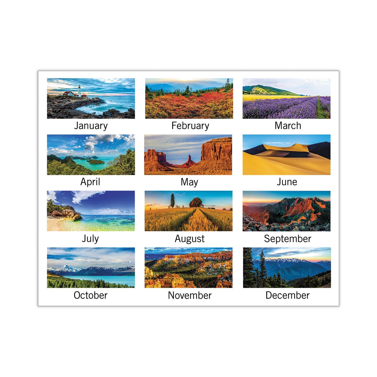 AT-A-GLANCE Scenic Three-Month Wall Calendar, Scenic Landscape Photography, 12 x 27, White Sheets, 14-Month (Dec to Jan): 2022 to 2024