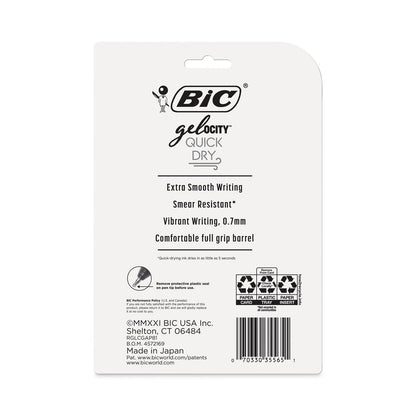 BIC Gel-ocity Quick Dry Gel Pen, Retractable, Medium 0.7 mm, Assorted Ink and Barrel Colors, 8/Pack