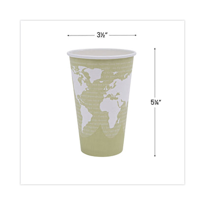 Eco-Products World Art Renewable and Compostable Hot Cups, 16 oz, Moss, 50/Pack