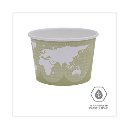 Eco-Products World Art Renewable and Compostable Food Container, 16 oz, 4.05 Diameter x 3 h, Seafoam, Paper, 25/Pack, 20 Packs/Carton