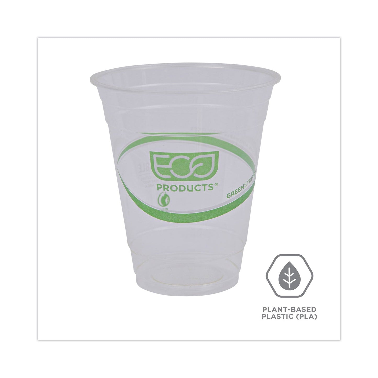 Eco-Products GreenStripe Renewable and Compostable Cold Cups Convenience Pack, 12 oz, Clear, 50/Pack