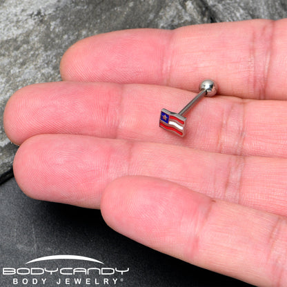 Patriotic Flag Barbell Tongue Ring