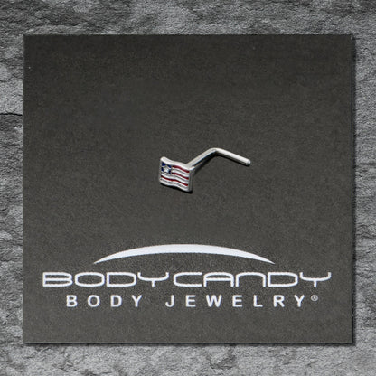 20G 7mm Patriotic Flag L Shape Nose Ring