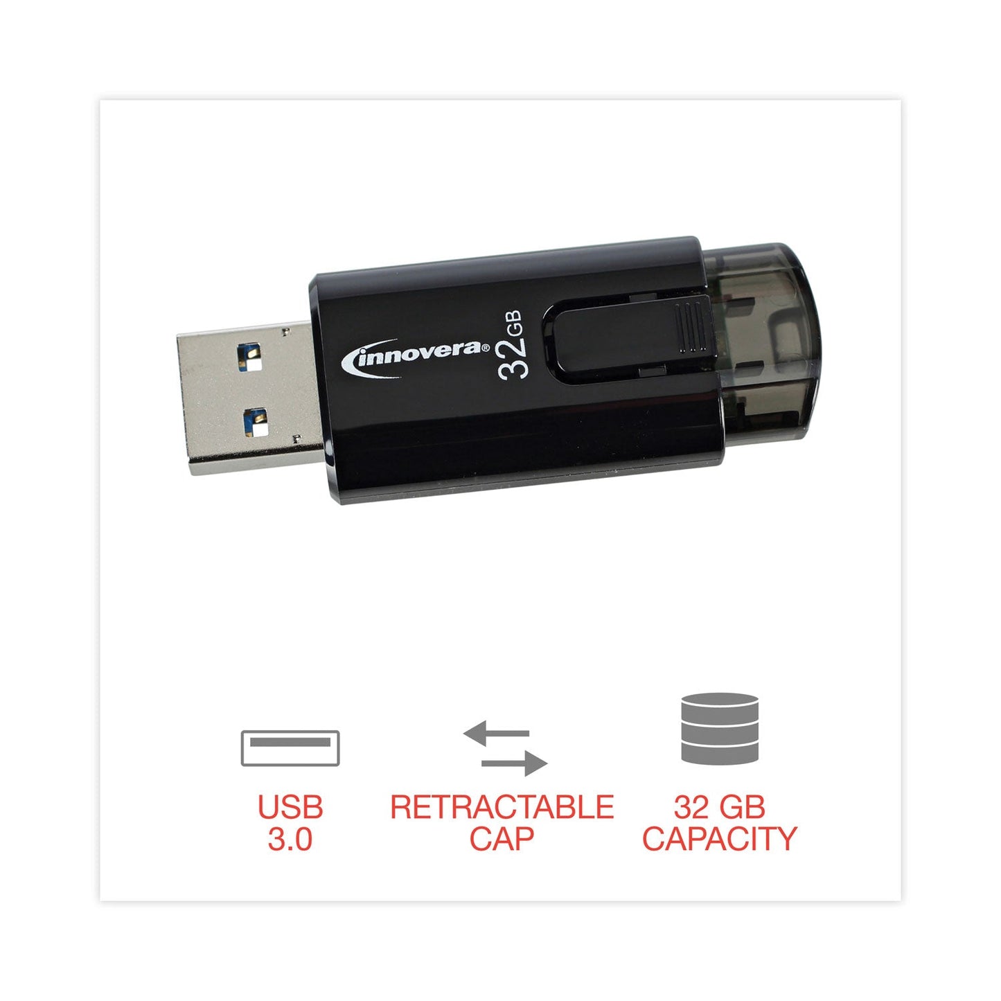 Innovera USB 3.0 Flash Drive, 32 GB, 3/Pack