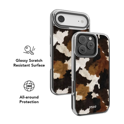 Cattle Drive | Brown & Black Cow Print iPhone Case
