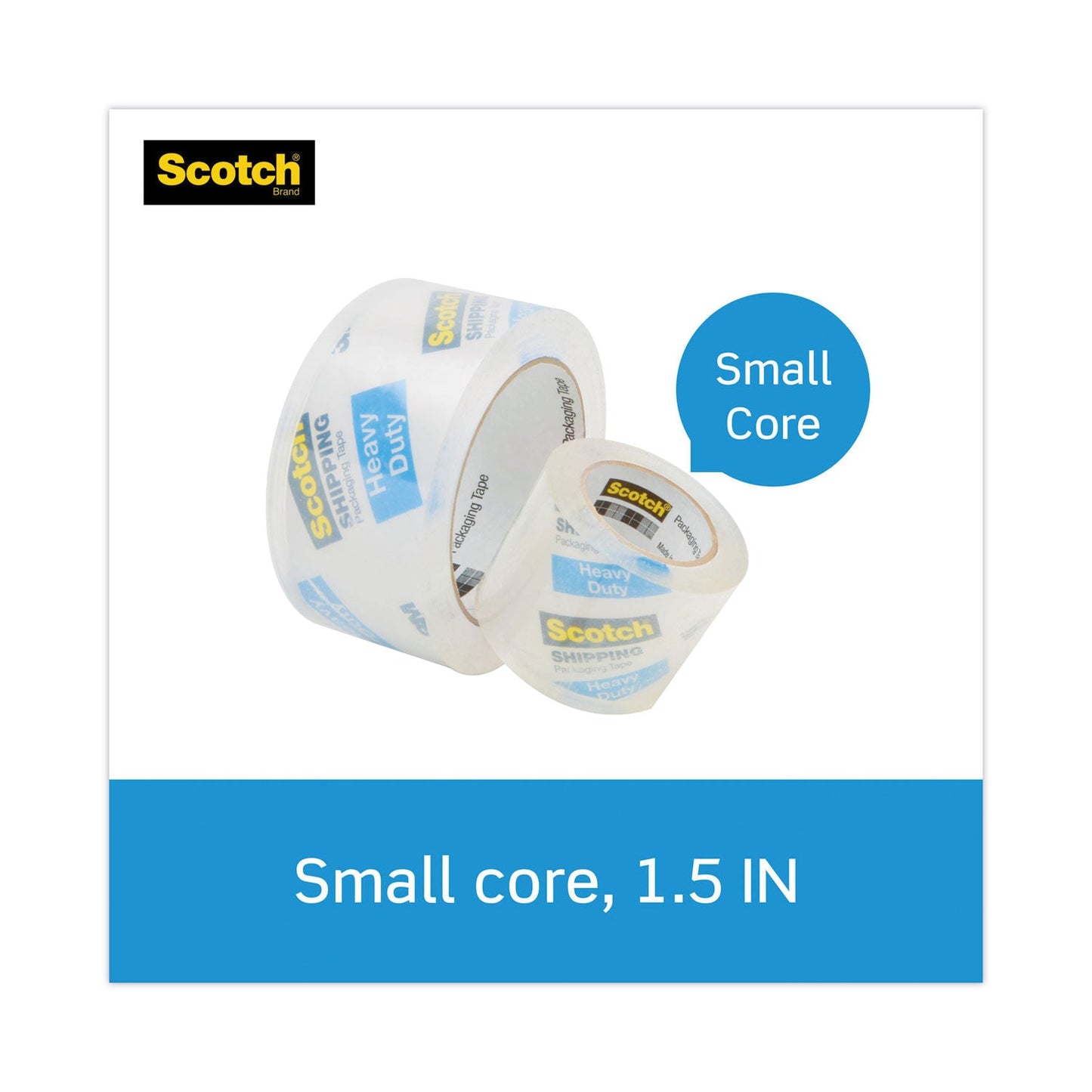 Scotch 3850 Heavy-Duty Packaging Tape with Dispenser, 1.5" Core, 1.88" x 66.66 ft, Clear