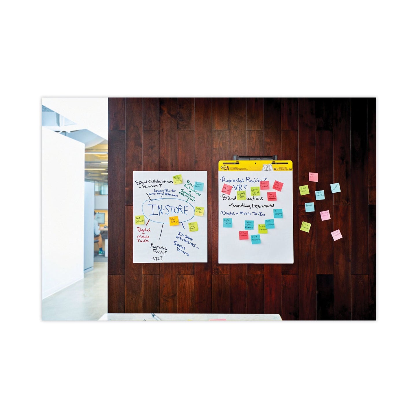 Post-it Vertical-Orientation Self-Stick Easel Pad Value Pack, Green Headband, Unruled, 25 x 30, White, 30 Sheets, 6/Carton