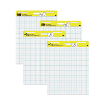 Post-it Vertical-Orientation Self-Stick Easel Pad Value Pack, Quadrille Rule (1 sq/in), 25 x 30, White, 30 Sheets, 4/Carton
