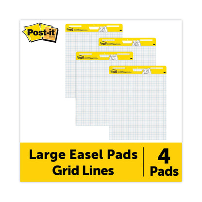 Post-it Vertical-Orientation Self-Stick Easel Pad Value Pack, Quadrille Rule (1 sq/in), 25 x 30, White, 30 Sheets, 4/Carton