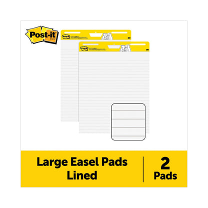 Post-it Vertical-Orientation Self-Stick Easel Pads, Presentation Format (1.5" Rule), 25 x 30, White, 30 Sheets, 2/Pack