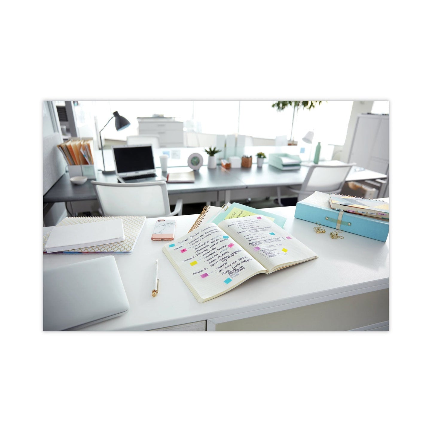 Post-it Standard Page Flags in Dispenser, Bright Blue, 100 Flags/Dispenser