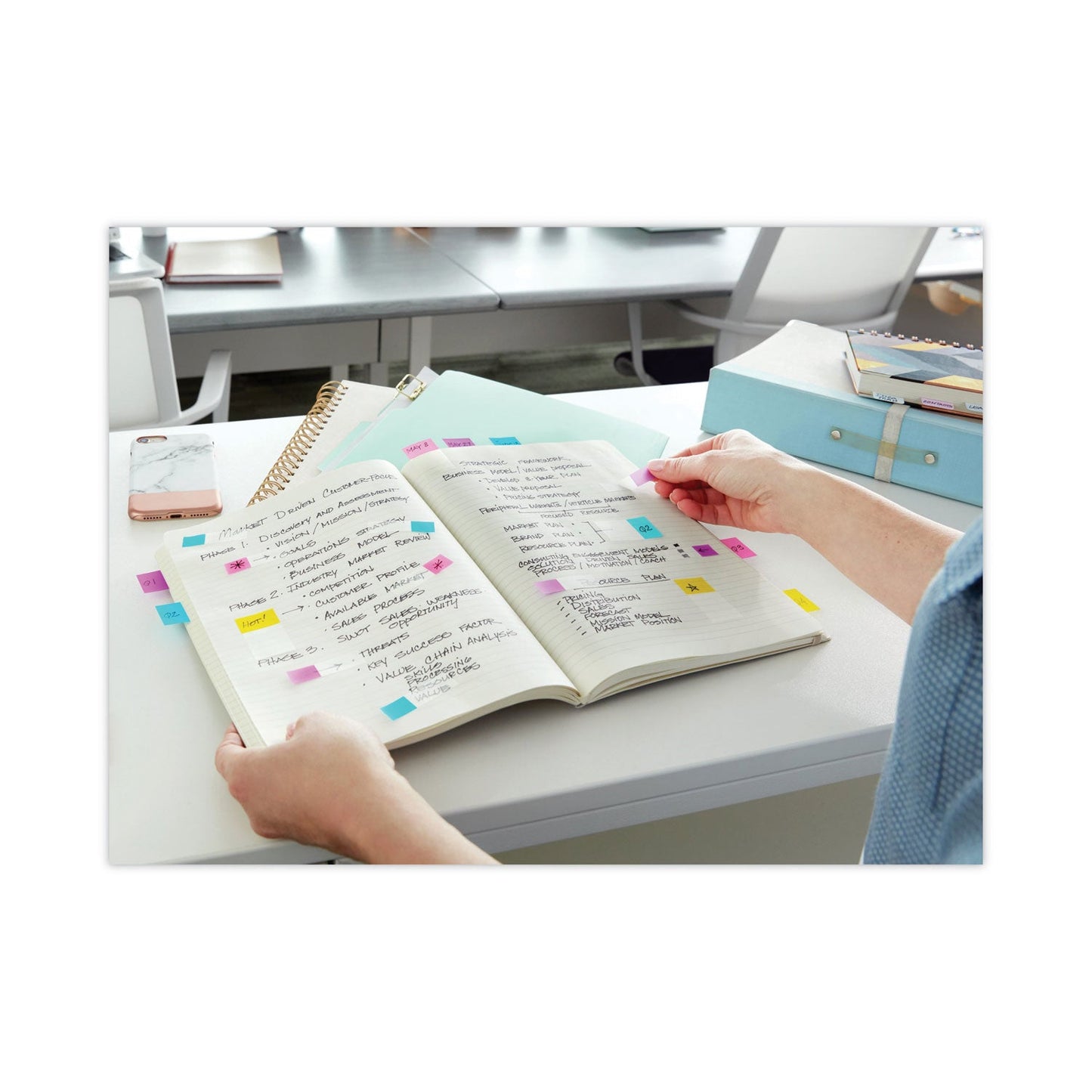 Post-it Standard Page Flags in Dispenser, Blue, 50 Flags/Dispenser, 2 Dispensers/Pack