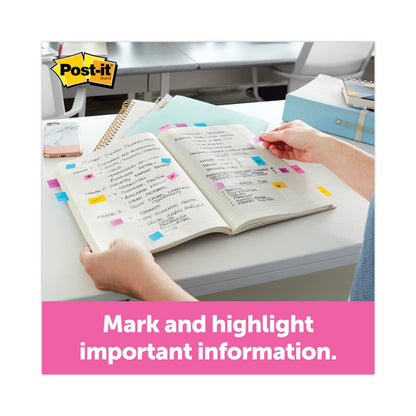 Post-it Page Flag Value Pack, Assorted, 200 1" Flags + Highlighter with 50 0.5" Flags