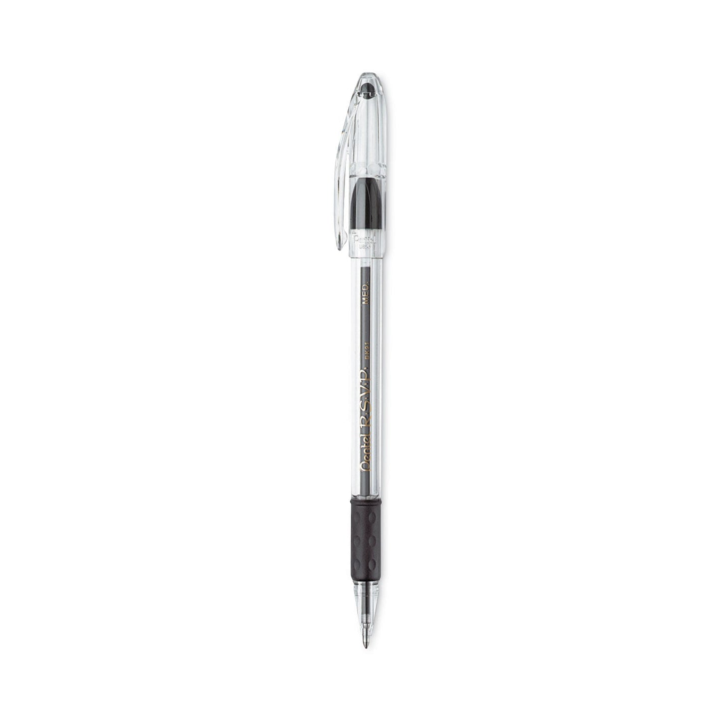 Pentel R.S.V.P. Ballpoint Pen Value Pack, Stick, Medium 1 mm, Black Ink, Clear/Black Barrel, 24/Pack