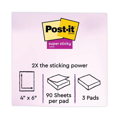 Post-it Recycled Notes in Oasis Collection Colors, Note Ruled, 4" x 6", 90 Sheets/Pad, 3 Pads/Pack