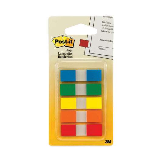 Post-it Page Flags in Portable Dispenser, Assorted Primary, 20 Flags/Color, 100 Flags/Pack
