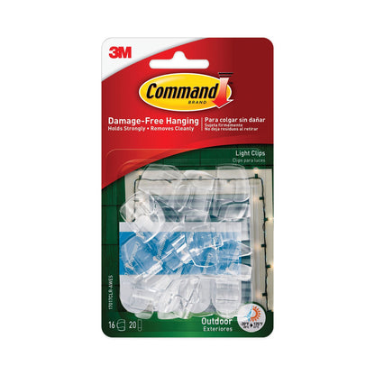 Command All Weather Hooks and Strips, Plastic, Small, 16 Clips and 20 Strips/Pack