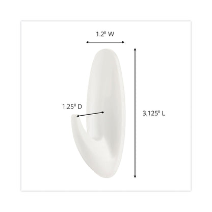 Command General Purpose Designer Hooks, Medium, 3 lb Cap, White, 50 Hooks and Strips/Pack