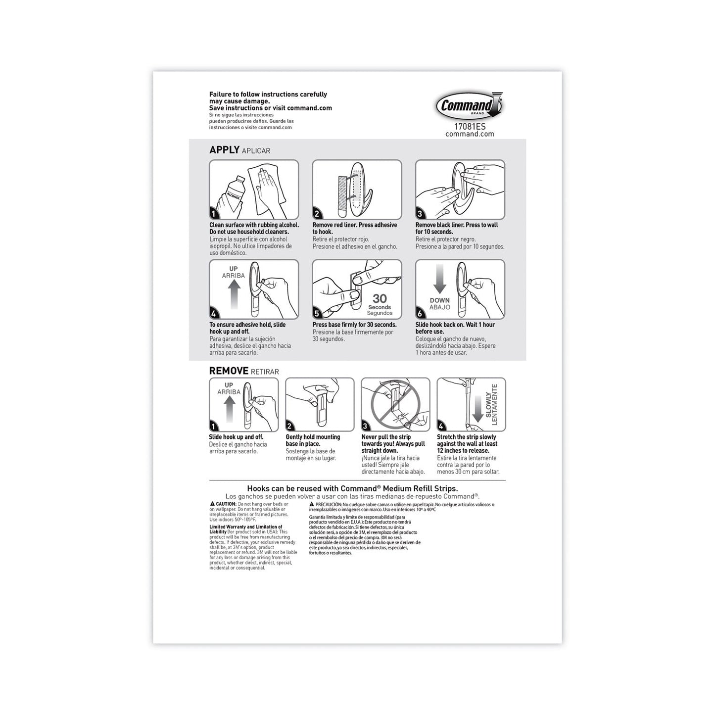 Command General Purpose Designer Hooks, Medium, 3 lb Cap, White, 50 Hooks and Strips/Pack