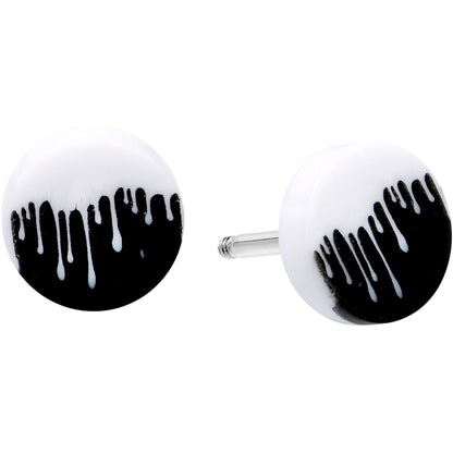 16G Black White Reverse Drip Acrylic Cheater Plug Set