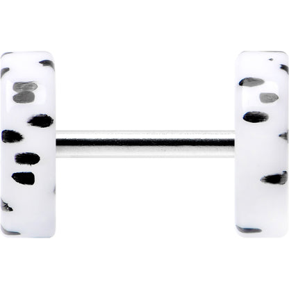 16G White Acrylic Polka Dots Black Cheater Plug Set