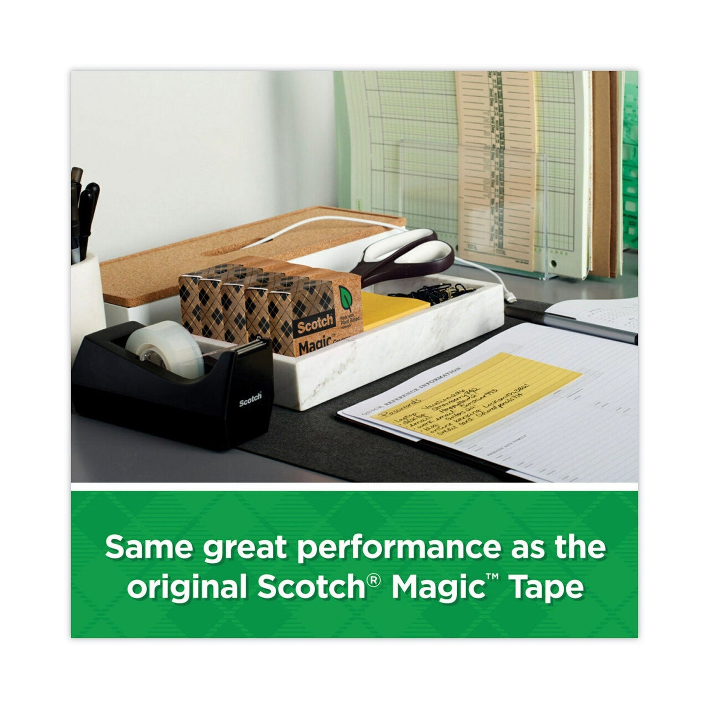 Scotch Magic Greener Tape, 1" Core, 0.75" x 75 ft, Clear, 12/Pack