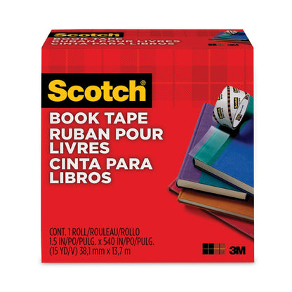 Scotch Book Tape, 3" Core, 1.5" x 15 yds, Clear