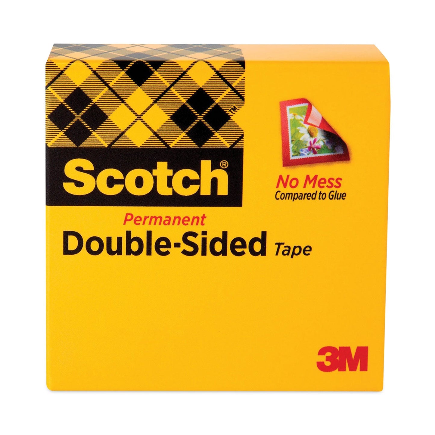 Scotch Double-Sided Tape, 1" Core, 0.5" x 75 ft, Clear