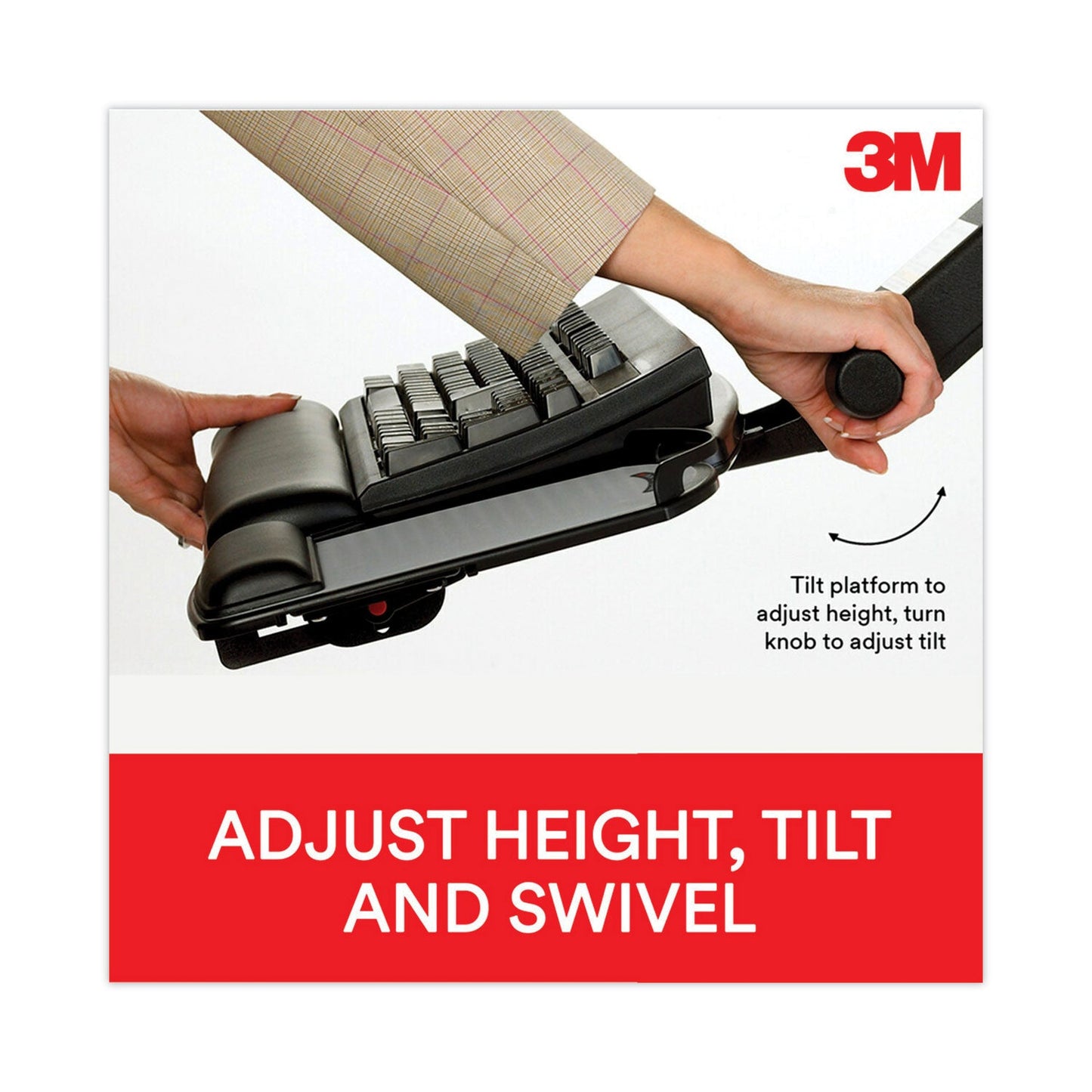 3M Easy Adjust Keyboard Tray, Standard Platform, 23" Track, Black