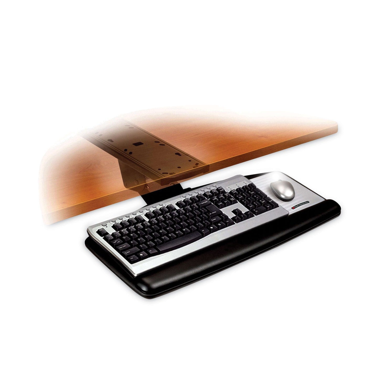 3M Sit/Stand Easy Adjust Keyboard Tray, Standard Platform, 25.5w x 12d, Black