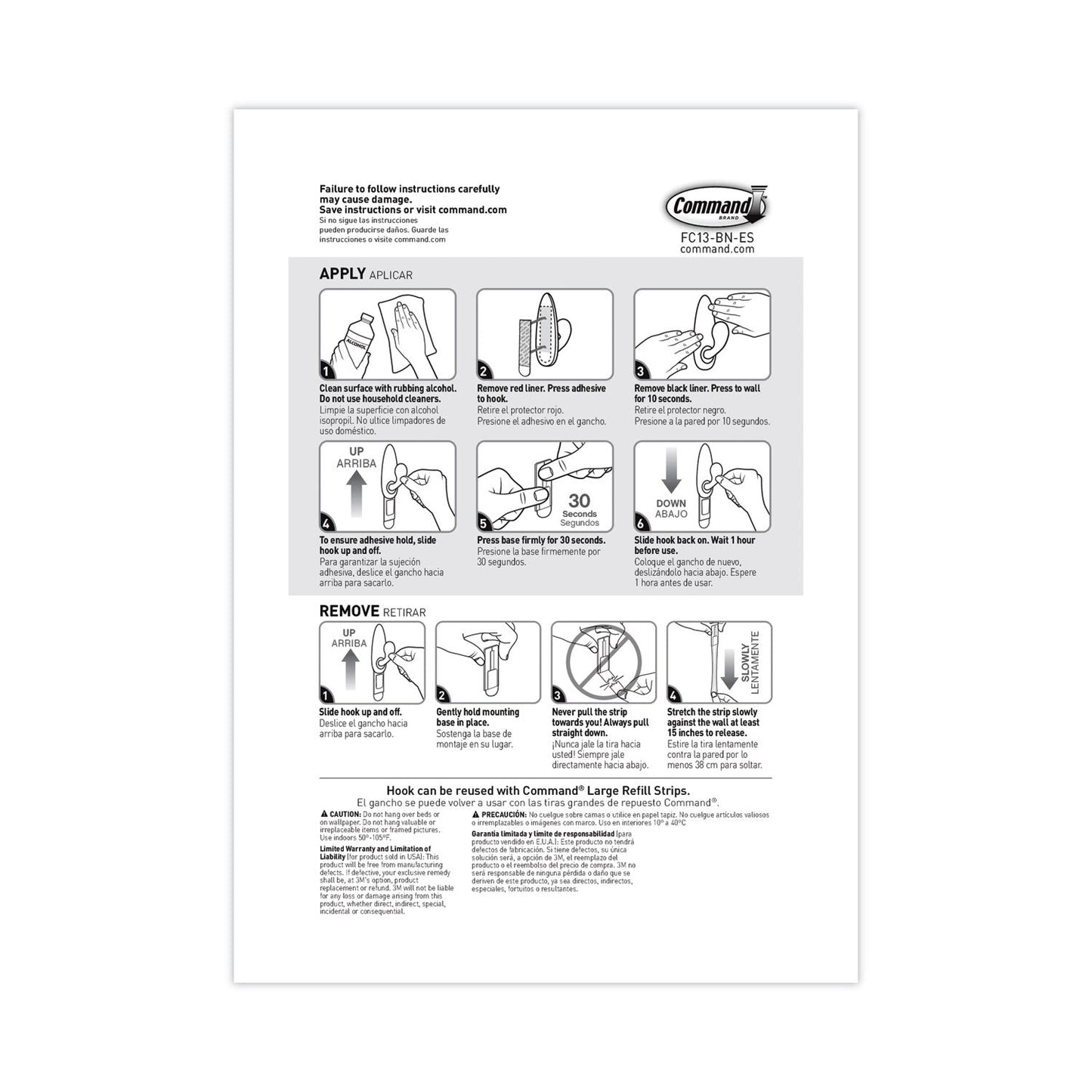 Command Adhesive Mount Metal Hook, Large, Brushed Nickel Finish, 1 Hook and 2 Strips/Pack