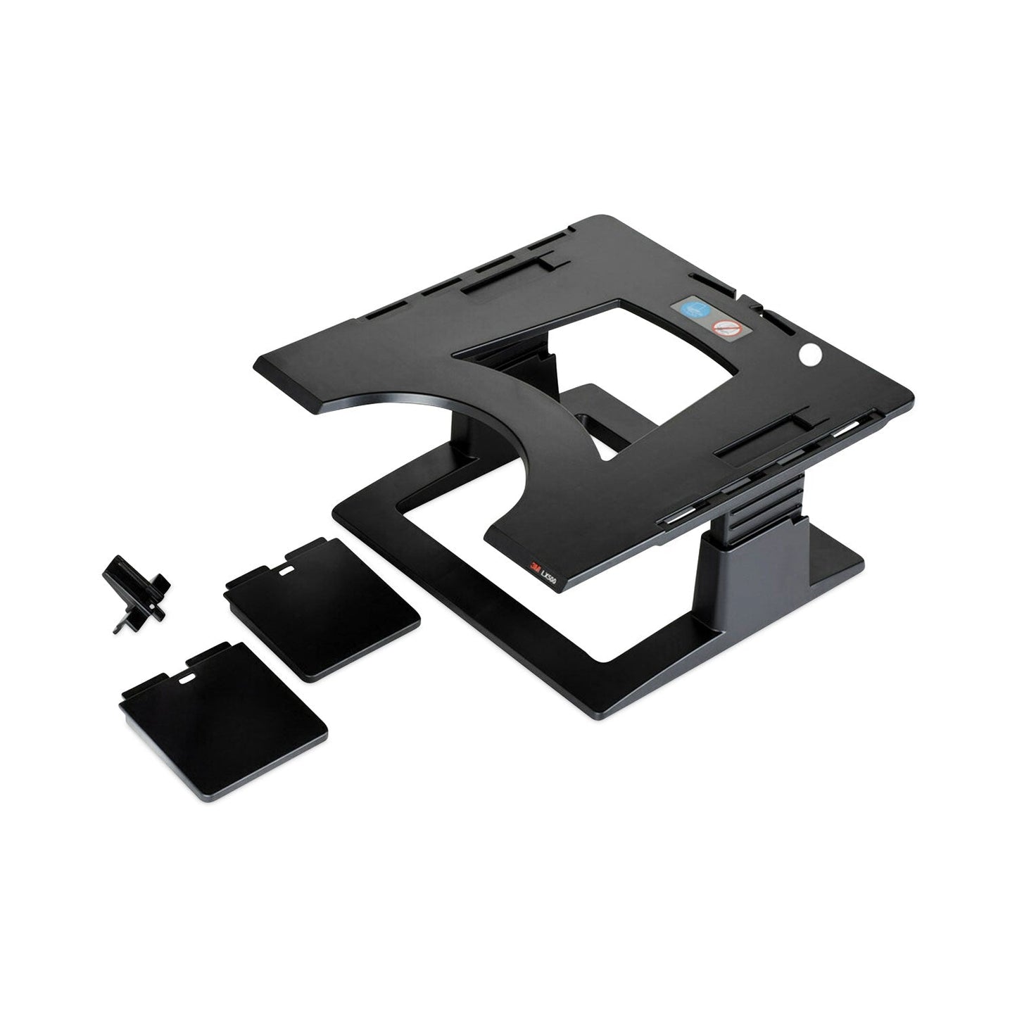3M Adjustable Notebook Riser, 13" x 13" x 4" to 6", Black, Supports 20 lbs