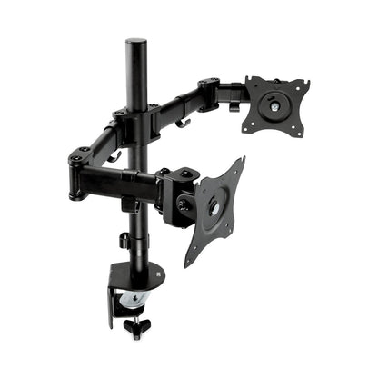 3M Dual Monitor Mount, For 27" Monitors, 360 Degree Rotation, +45 Degree/-45 Degree Tilt, 90 Degree Pan, Black, Supports 20 lb