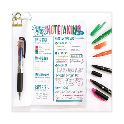 Tombow Creative Notetaking Kit, 0.7mm Ballpoint Pen, 0.5mm HB Pencil, (4) Bullet/Chisel Tip Markers,(3) Chisel/Fine Tip Highlighters