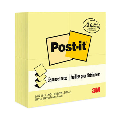 Post-it Original Canary Yellow Pop-up Refill Value Pack, 3" x 3", Canary Yellow, 100 Sheets/Pad, 24 Pads/Pack