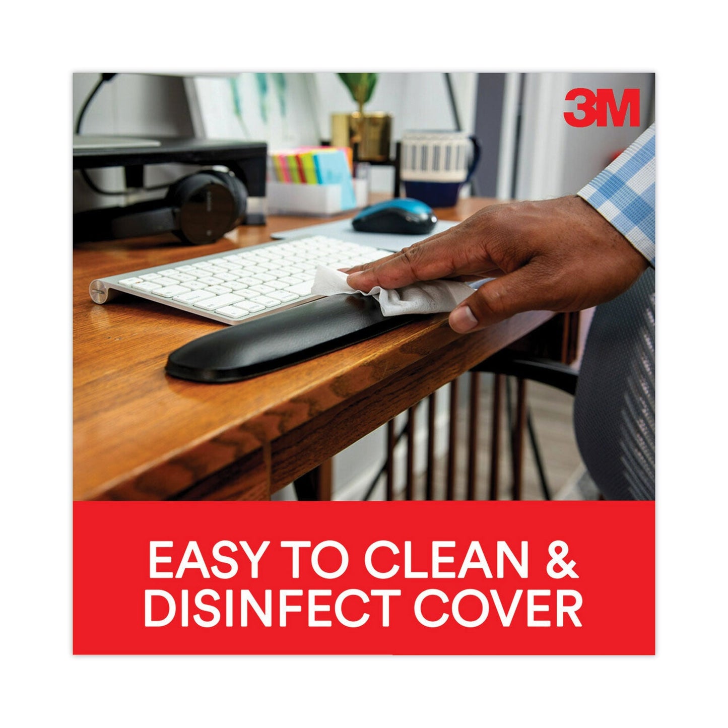 3M Antimicrobial Gel Large Keyboard Wrist Rest, 19 x 2.75, Black