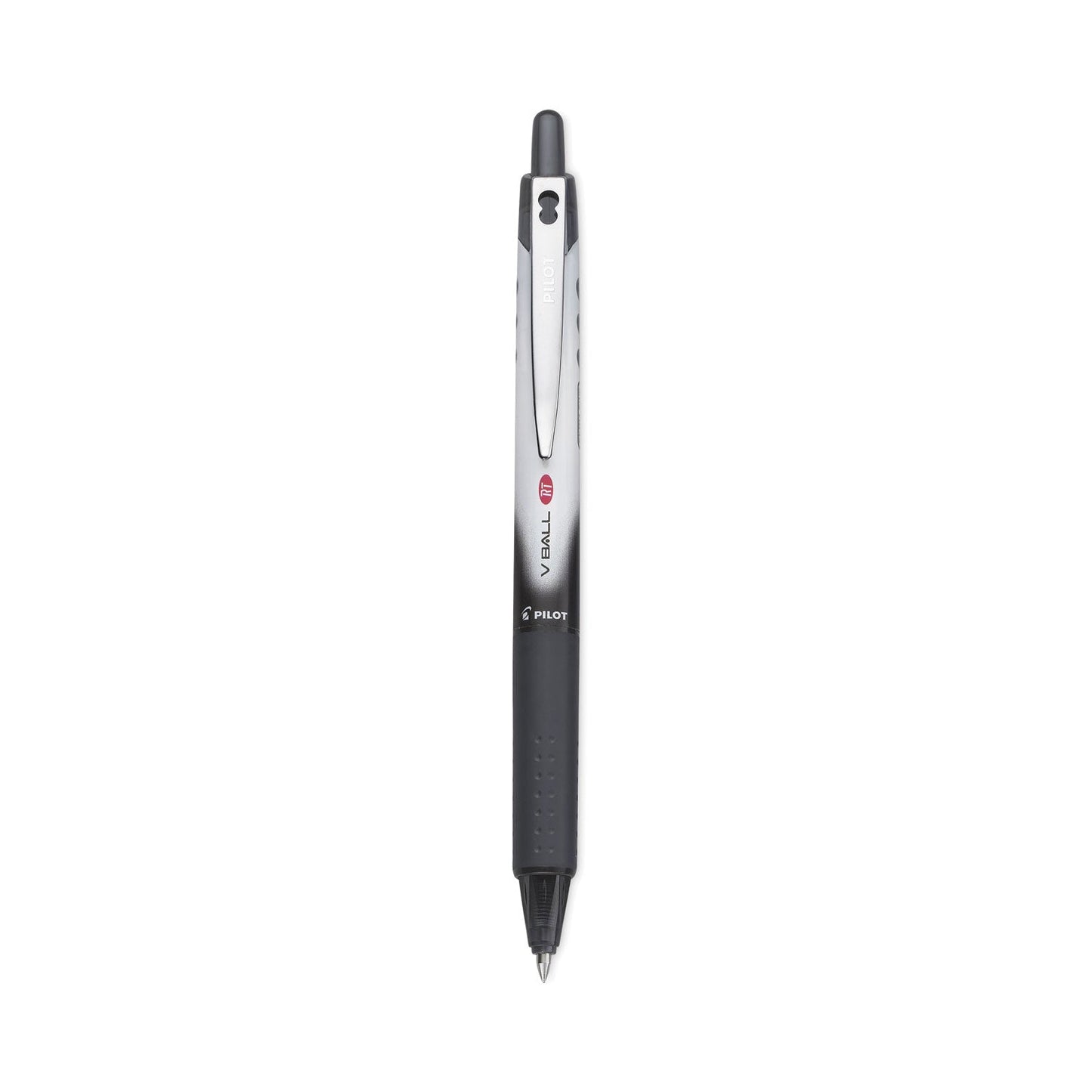 Pilot VBall RT Liquid Ink Roller Ball Pen, Retractable, Extra-Fine 0.5 mm, Black Ink, Black/White Barrel