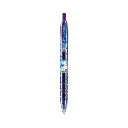Pilot B2P Bottle-2-Pen Recycled Gel Pen, Retractable, Fine 0.7 mm, Purple Ink, Translucent Blue Barrel