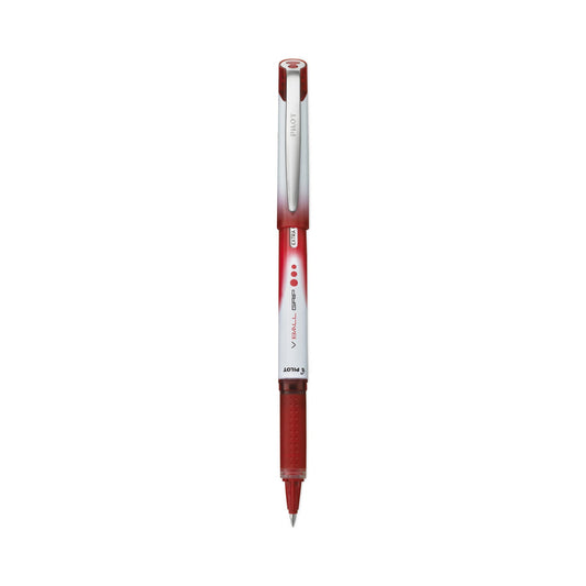 Pilot VBall Grip Liquid Ink Roller Ball Pen, Stick, Extra-Fine 0.5 mm, Red Ink, Red/White Barrel