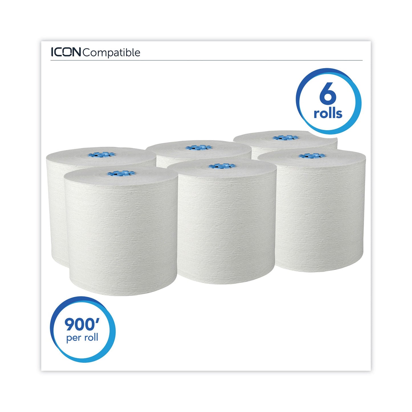 Scott Pro Hard Roll Paper Towels with Absorbency Pockets, for Scott Pro Dispenser, Blue Core Only, 7.5" x 900 ft, 6 Rolls/Carton