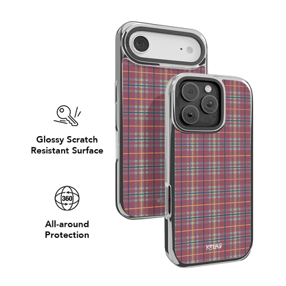 Mullberry Hue | Mauve & Teal Plaid iPhone Case