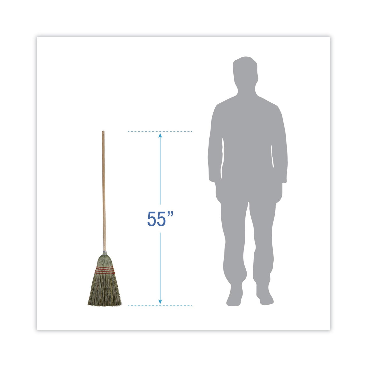 Boardwalk Mixed Fiber Maid Broom, Mixed Fiber Bristles, 55" Overall Length, Natural