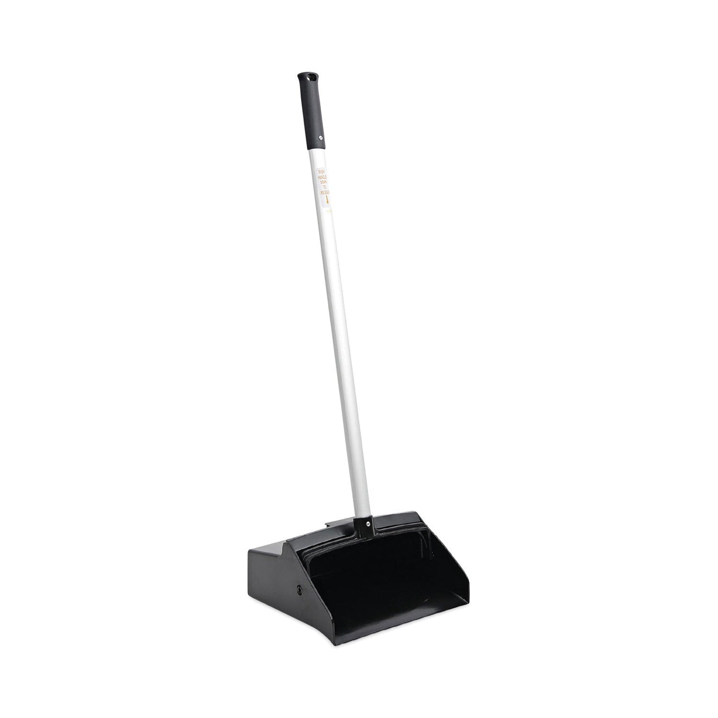 Boardwalk Lobby Dust Pan, 11.75 x 37, 34" Handle, Plastic/Aluminum, Black/Silver