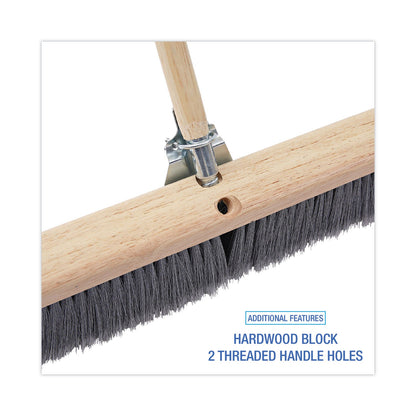 Boardwalk Floor Brush Head, 3" Gray Flagged Polypropylene Bristles, 36" Brush