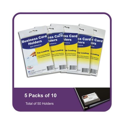 C-Line Self-Adhesive Business Card Holders, Top Load, 2 x 3.5, Clear, 10/Pack