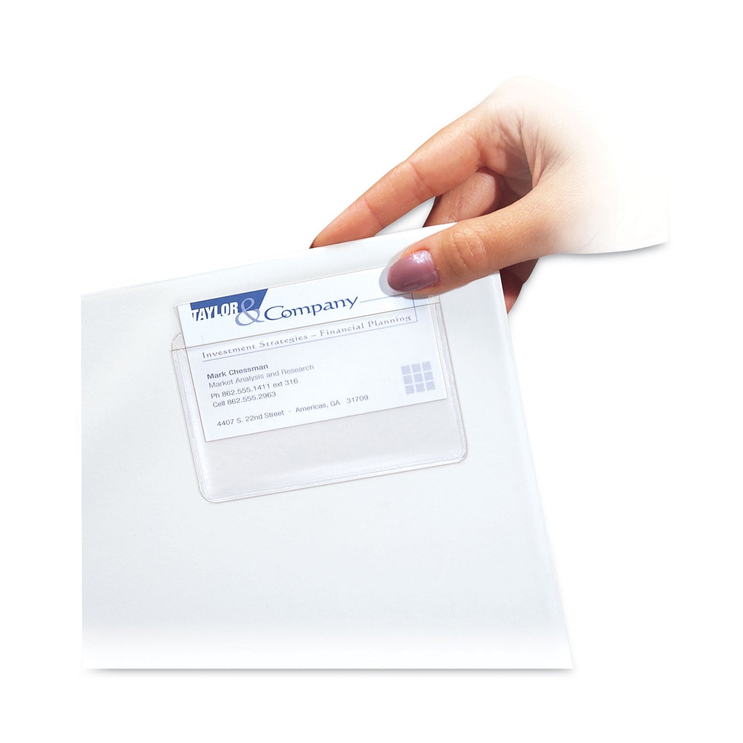 C-Line Self-Adhesive Business Card Holders, Top Load, 2 x 3.5, Clear, 10/Pack