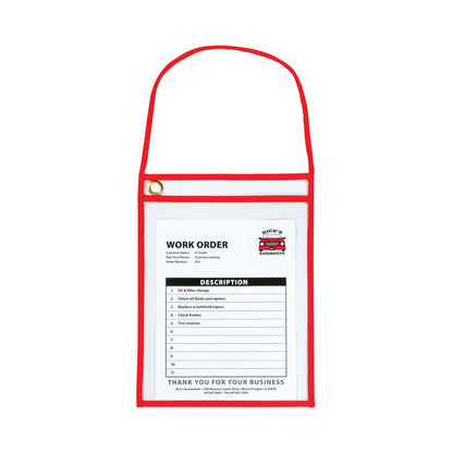 C-Line 1-Pocket Shop Ticket Holder w/Setrap and Red Stitching, 75-Sheet, 9 x 12, 15/Box