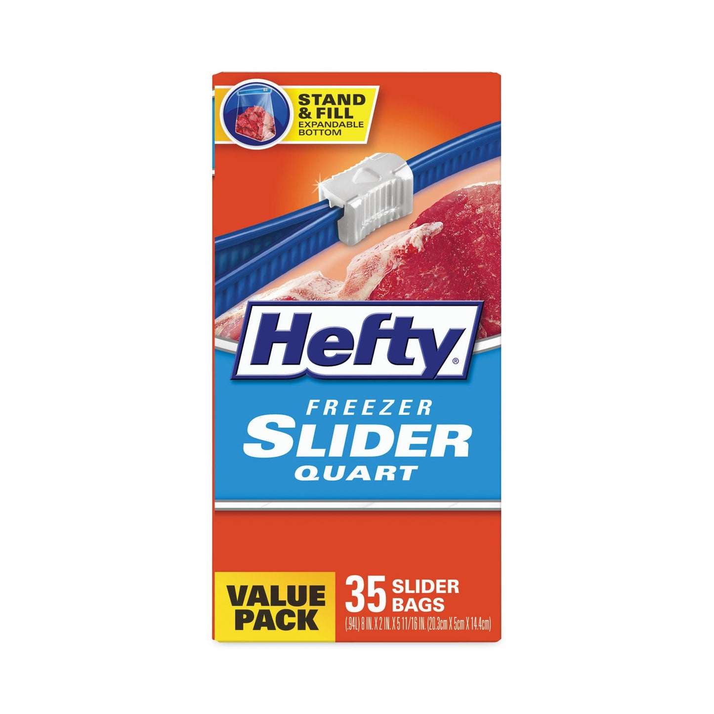 Hefty Slider Bags, 1 qt, 2.5 mil, 7" x 8", Clear, 315/Carton