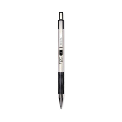 Zebra F-301 Ballpoint Pen, Retractable, Bold 1.6 mm, Black Ink, Stainless Steel/Black Barrel, 12/Pack