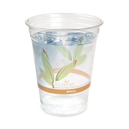 Dart Bare Eco-Forward RPET Cold Cups, 12 oz to 14 oz, Leaf Design, Clear, Squat, 50/Pack, 20 Packs/Carton